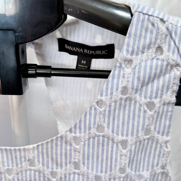 Banana Republic | Blue Stripe Eyelet Tank Top | Size M - Picture 2 of 3